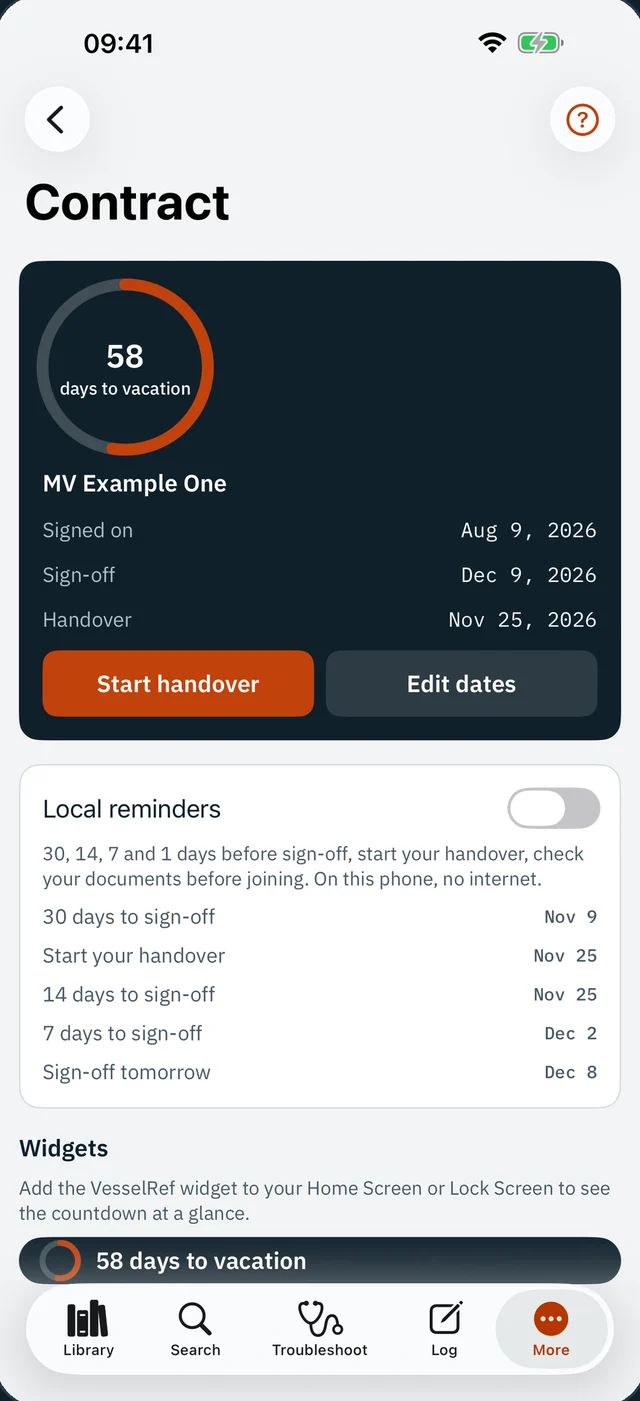 Contract dates and countdown